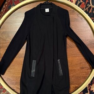 CAbi Black Coat with Leather Details